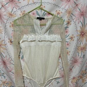 Heart Soul Ivory Lace Bodysuit
